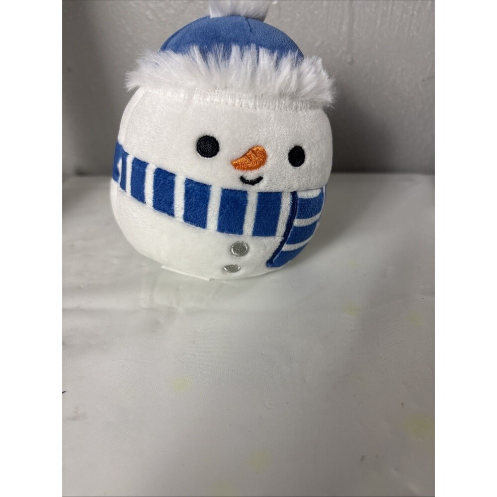 Squishmallow 4” MANNY Snowman Blue Scarf Hat Christmas Squishmallows